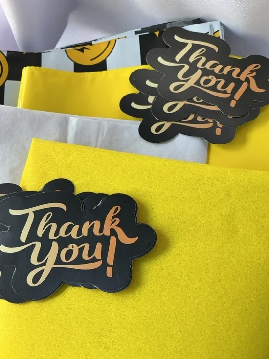 Reseller Shipping Bundle Yellow Black Poly Mailers Thank You Cards - Picture 1 of 2